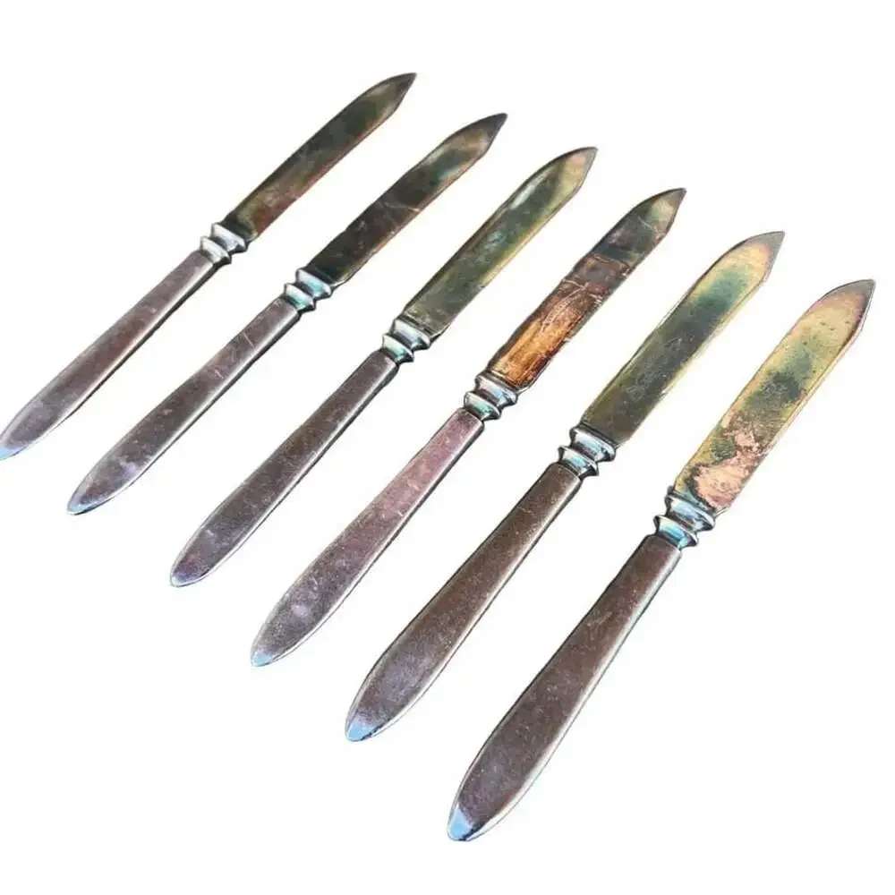 Set of 6 Antique 1847 Rogers Bros Warranted Silverplate Fruit Knives